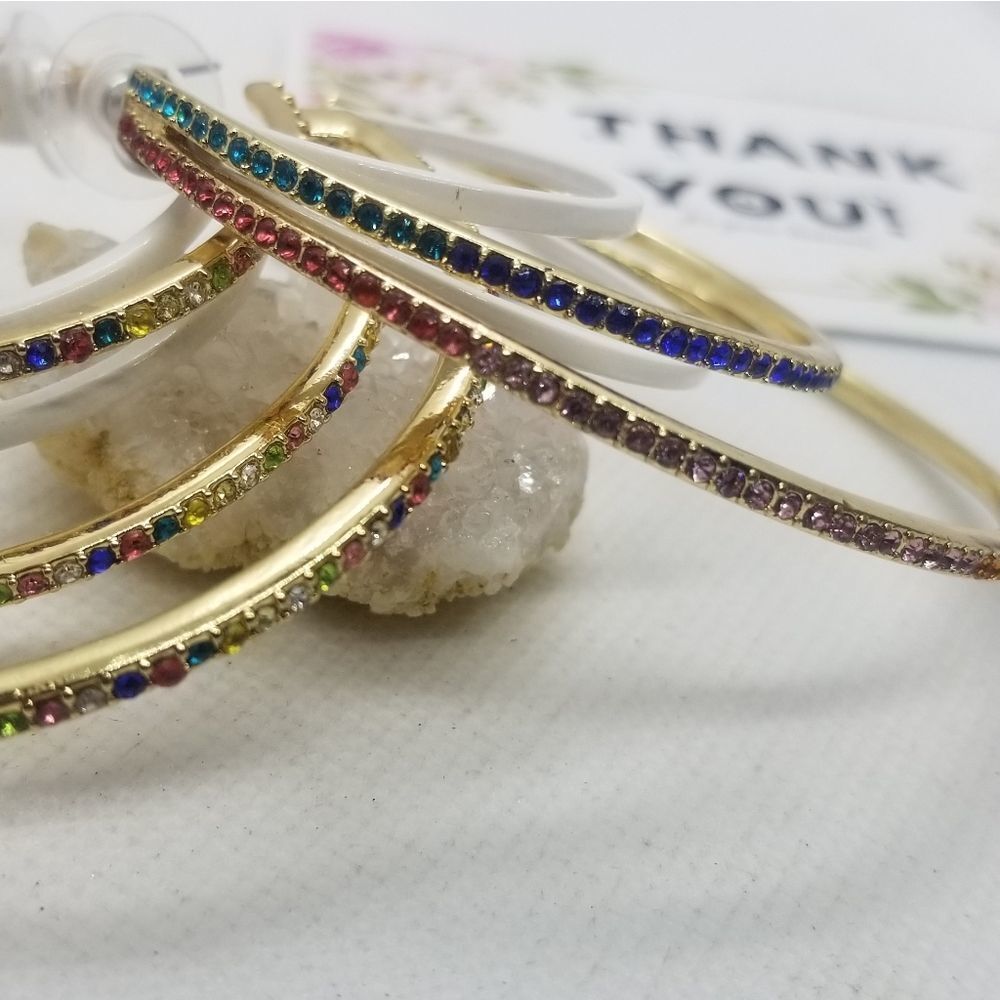 Rainbow crystal pop art earrings nwt